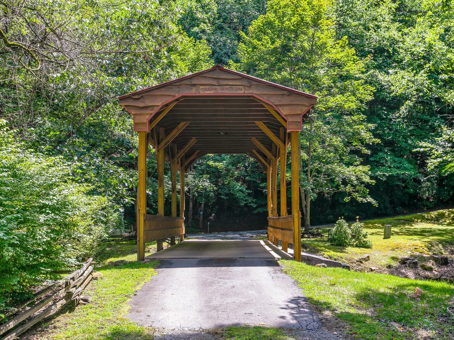 Covered bridge entrance to the property